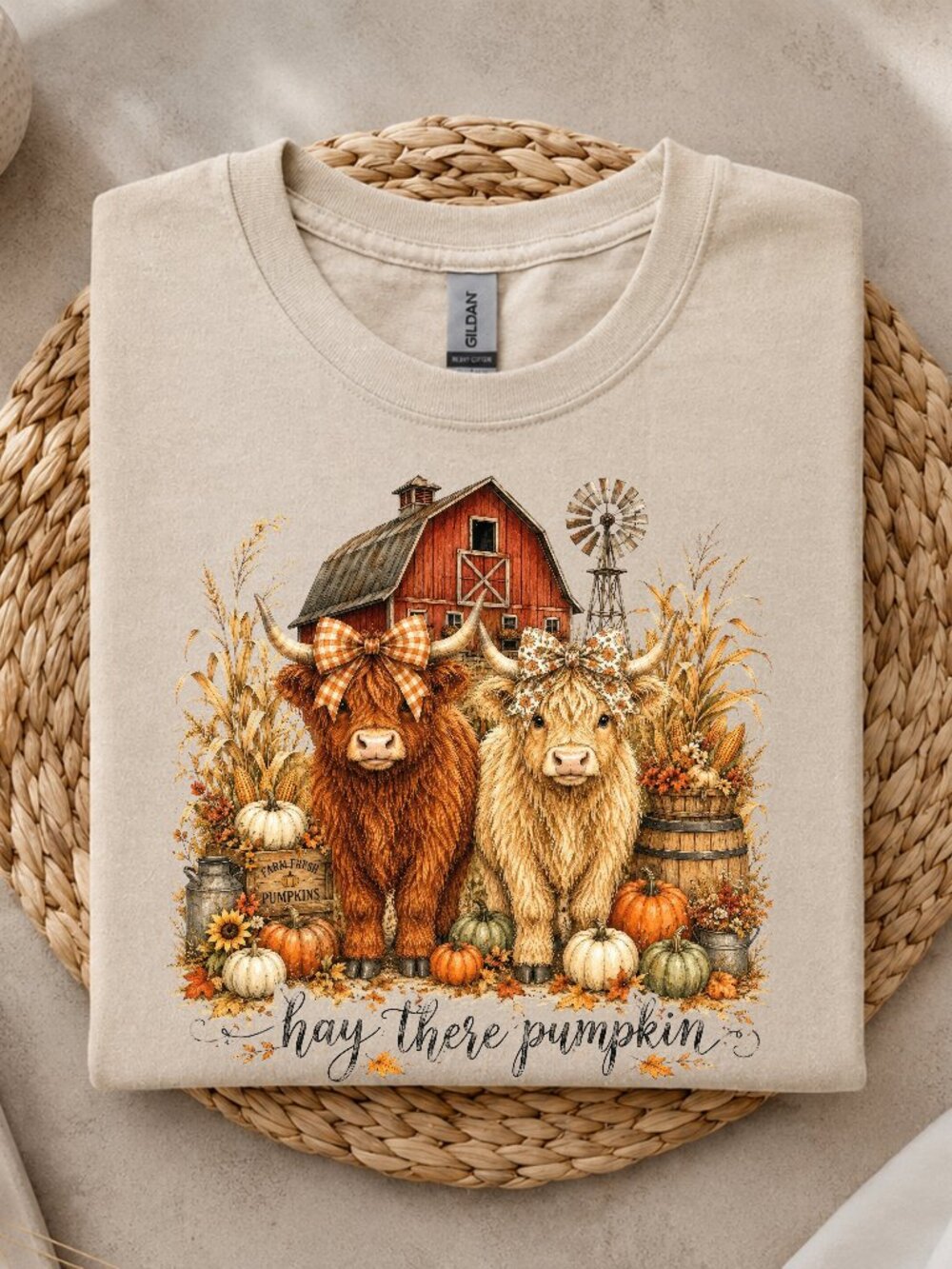Hay There Pumpkin Fall Highland Cow T-Shirt